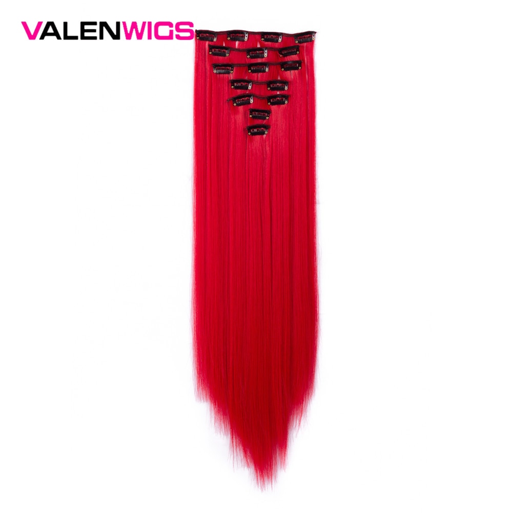 Valenwigs Synthetisch Haar Extensions Clip In Hair Extensions 22 "130G Clip Op Hair Extension Straight Kleurrijke Haarstukken Cosplay