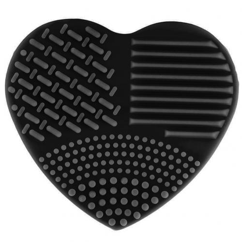 Love Heart Wash Cosmetic Brushes Cleaner MakeUp Washing Brush Gel Cleaning Mat Silicone Foundation Makeup Tool Cleaning Scrubber: Black