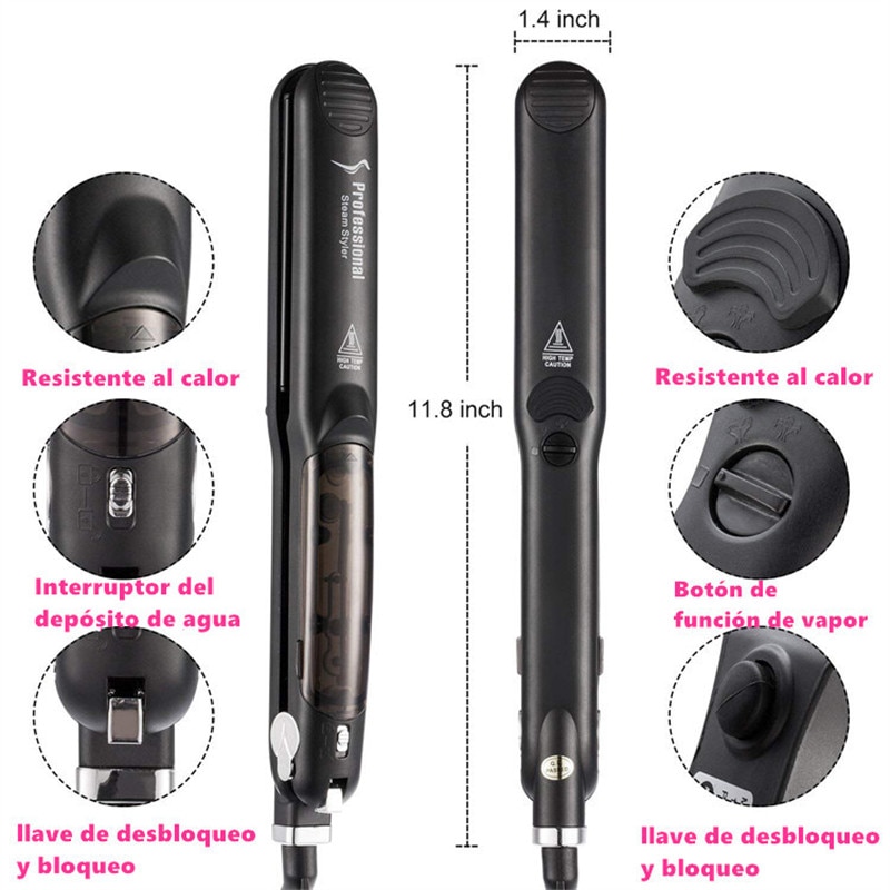 Herramienta profesional de moldeo para el cuidado del cabello de la plancha de vapor de peluqueria plana pintura en aerosol 450F