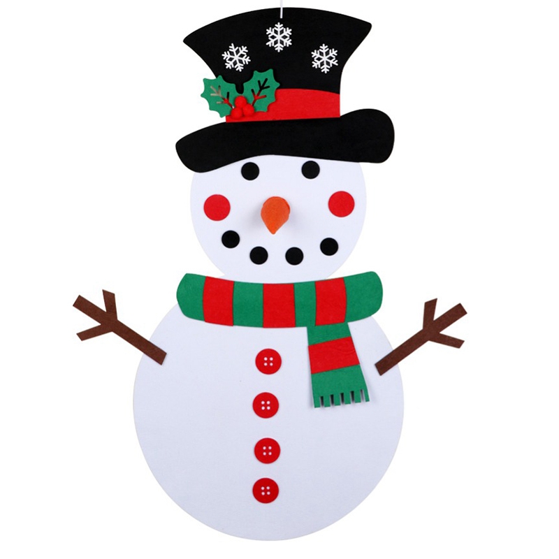 Kerst Diy Vilt Snowman Nieuwjaar Kinderen Speelgoed Met Ornamenten Deur Muur Opknoping Kit Kerst Decoraties Voor Huis