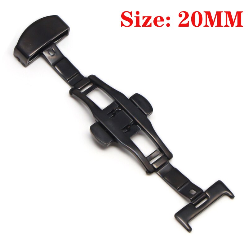 Schmetterling Einsatz Schnalle Automatische Doppel Klicken Edelstahl Spange Band Für Uhr Band 16mm18mm 20mm 22mm Armbinde Verschluss: Schwarz-20MM