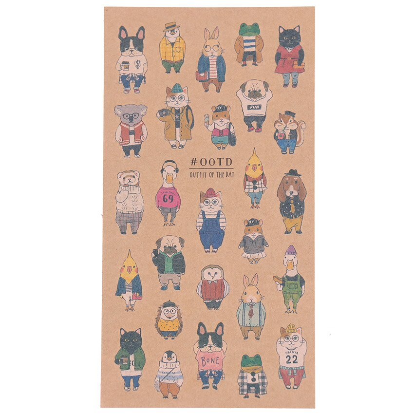 Papel Kraft japonés pegatina de gato Linda diario decorar Scrapbooking papelería pegatinas suministros: Fashion animal