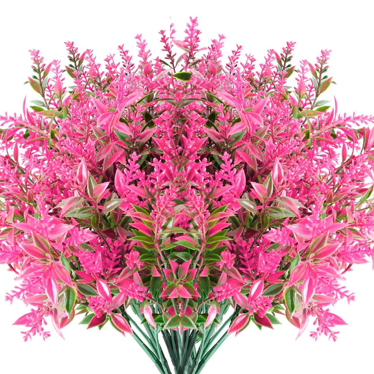 12 Uds. De plantas artificiales de lavanda, florero nupcial para boda, artesanías de corona navideña para el hogar, decoración de alféizar de ventana de jardín al aire libre: Rojo rosado