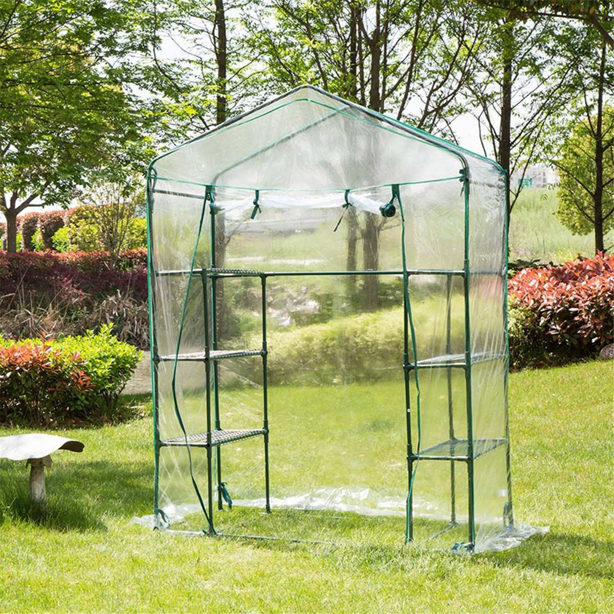 195x143x73cm Garden Greenhouse PE Cover Plants Keep Warm Sunroom For Flowers Roll-up Windows House Bags Planting Without Frame