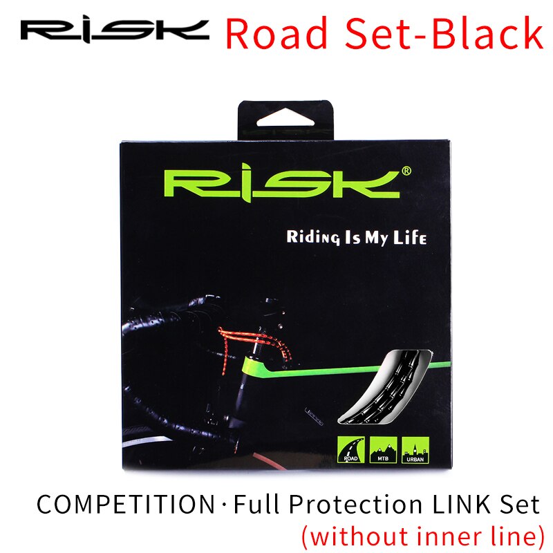 Risk RC303 MTB Road Bike Full Protection Derailleur Shift Brake Link Cable Waterproof Aluminum Bicycle Shift Brake Wire Set: Road Set-Black