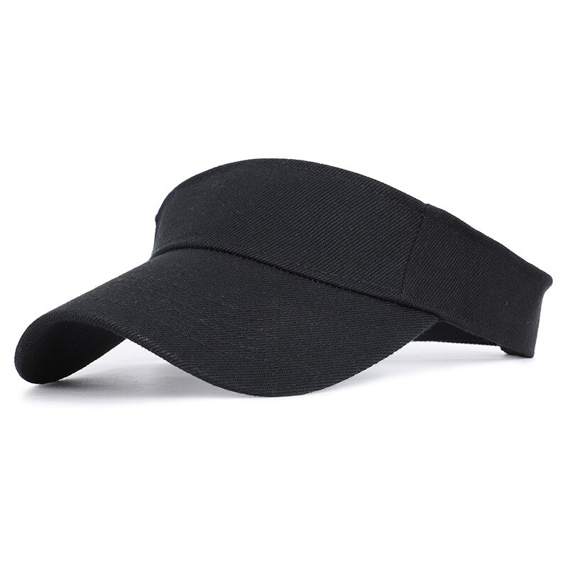Wuaumx unisex kesä tyhjä silinteri lippalakki miesten naisten juoksu tennis golf visiiri hattu kiinteä snapback lippis 15 väriä: Musta