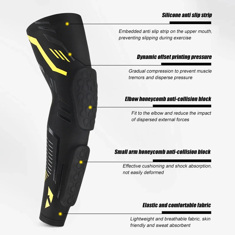 1 Stück gepolsterte Armmanschette, schützende Kompressions-Ellenbogenschoner, Basketball, Fußball, Volleyball, Sport, Jugend und Erwachsene, einzelne Ärmel