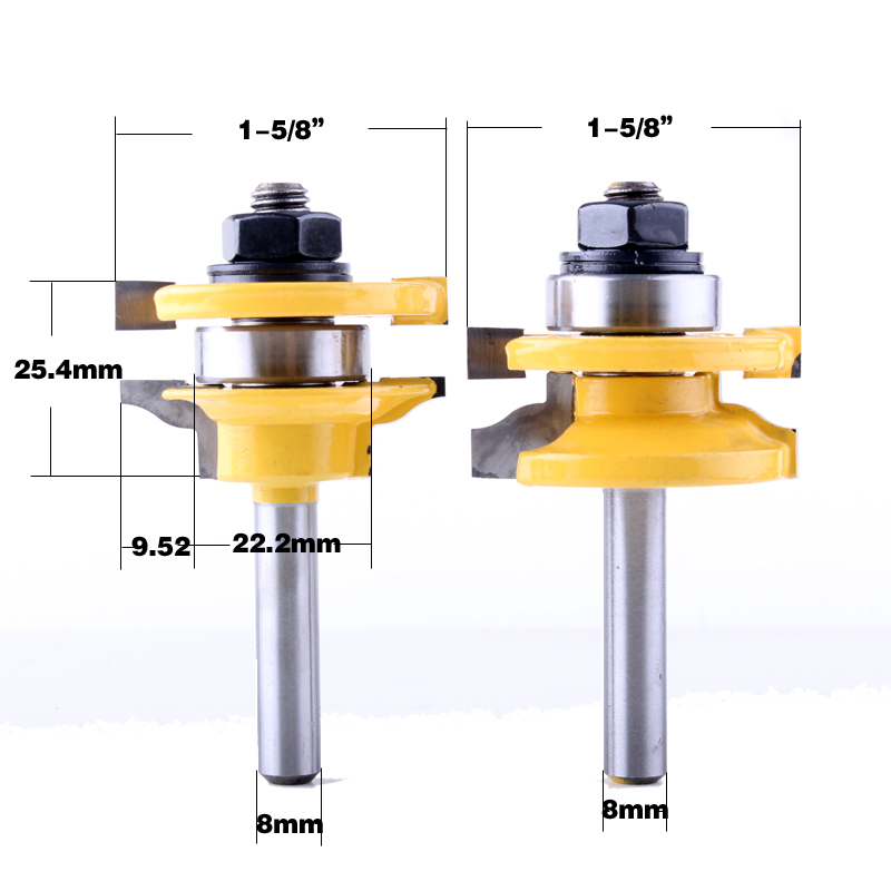 1-3 stks 8mm Schacht Rail &amp; Stile Frezen-Matched Standaard Ogief deur mes Houtbewerking cutter tenon Cutter voor Houtbewerking Gereedschap