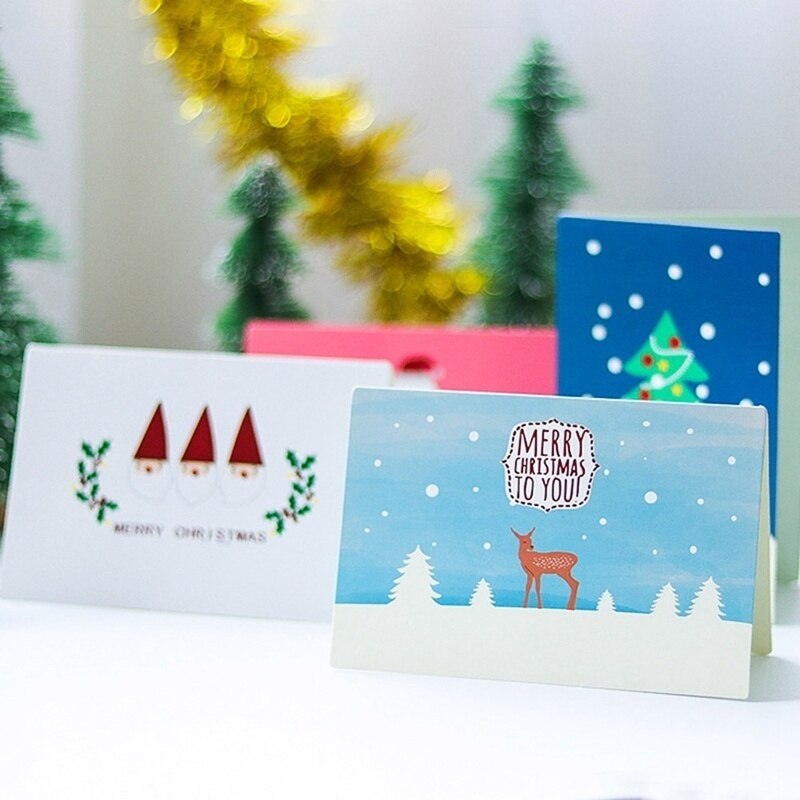 9Pcs Christmas Paper Greeting Card Message Card Card for Christmas Party Chinese Year Red Card