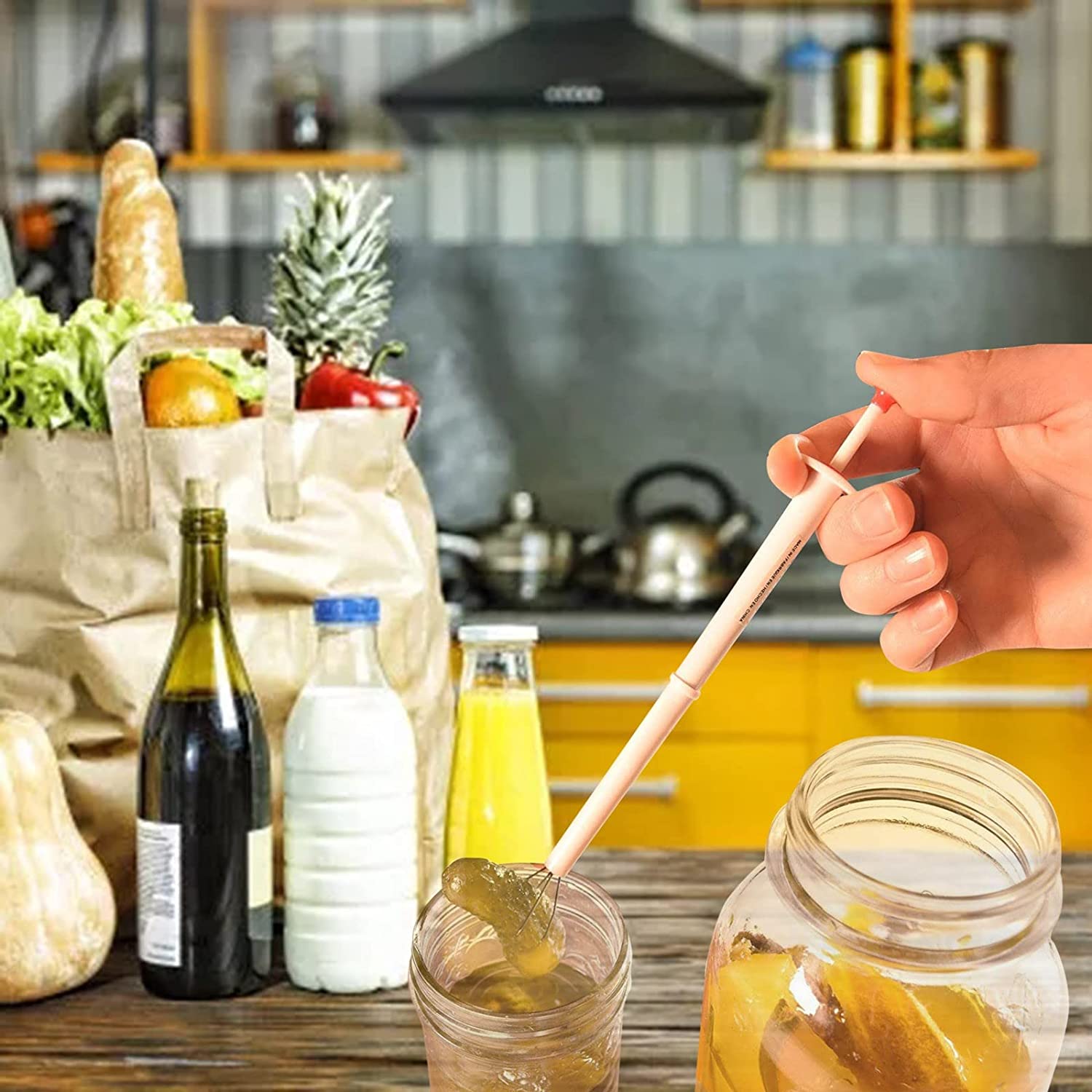 Picador de pepinillos multifunción, tenedor de pepinillo, herramientas para recoger alimentos, Pincher de pimienta de oliva, Clips de cocina limpios y fáciles de usar