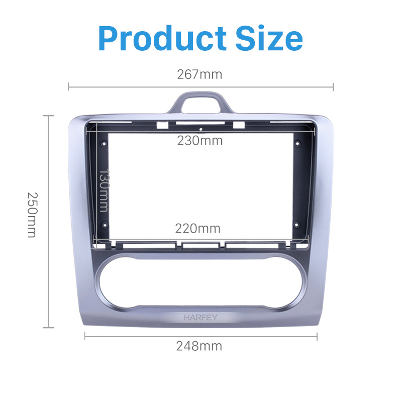 Harfey 2din Fascia Frame Autoradio Frame 9 inch Stereo Plaat voor FORD FOCUS in Dash Mount Kit Trim panel Geen kloof Inbouwen