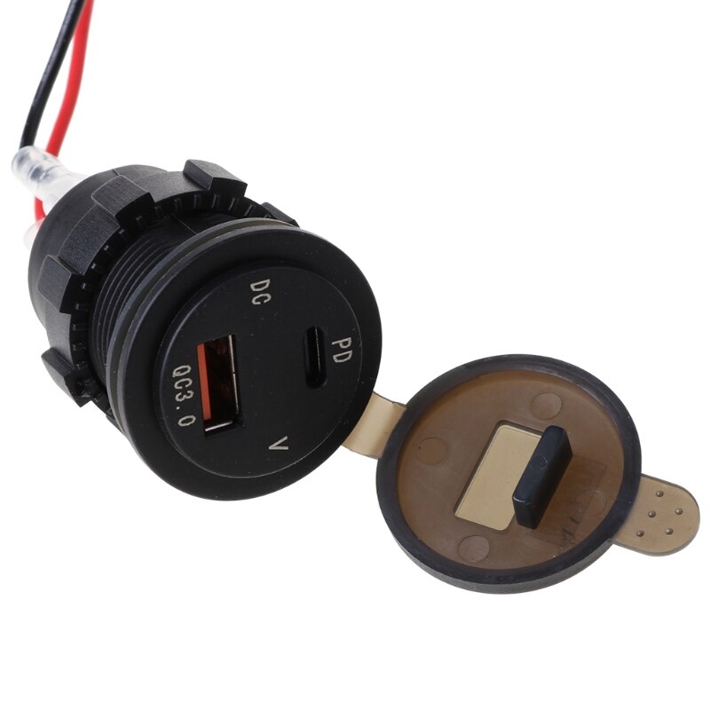 Ip66 vesitiivis 12v dc teho  qc3.0 dual type -c 5v 3a usb -moottoripyörä