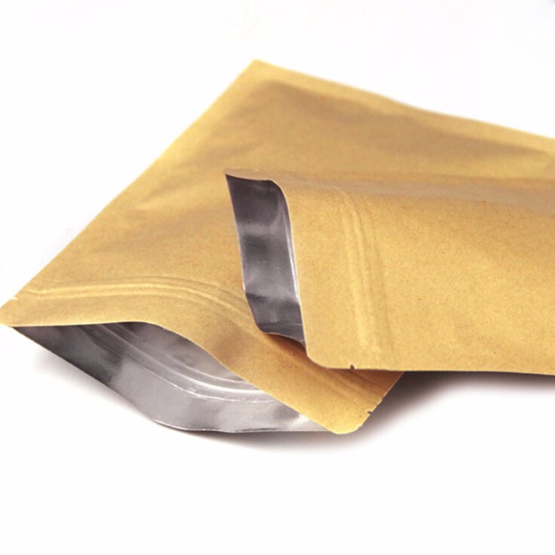 100 Kraft Papier Doypack Zip-Lock Beutel mit Aluminium Folie Lebensmittel Tee Snack Kaffee Lagerung Wiederverschließbaren Ziplock/zipper Tasche