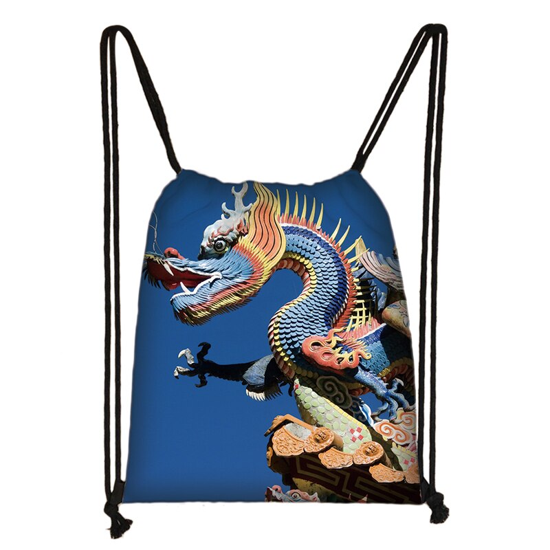 Gothic Asian Dragon Rucksack Frauen Harajuku Stil Kordelzug Taschen Punk Mädchen Rucksack Punk Schulter Tasche für Reise Bookbag: SKDLONG45