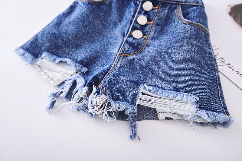 Children clothes 2020 kids Girls Denim Shorts summer new fashion casual button hole jeans shorts pants