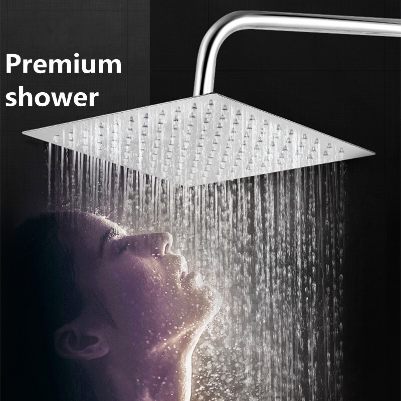 Bathroom 12/10/8/6/4 inch Rainfall Shower Head Stainless Steel Ultra-thin Shower Heads Chrome Finish Round &amp; Square Rain Shower