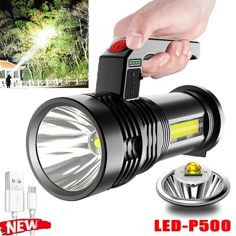 Outdoor Usb Rechargeable Osl+cob Led Flashlight Ultra Bright Torch Light 4 Modes Power Bank Torch Light Bulbs Shock Resistant