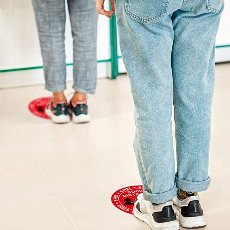 -Social Distance -Sticker 10 Pack Extended Sticker Signage Safety Distance 6 Feet Sticker Signage 12 Inches