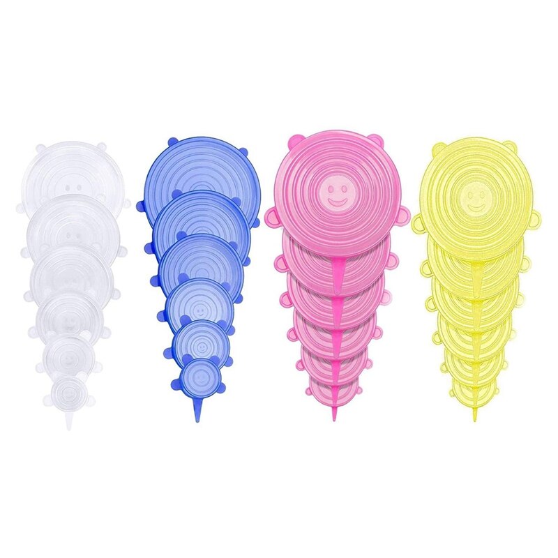 Silicone Stretch Cover 24 Pieces of Reusable Durable and Flexible Expandable Silicone Sealing Cover,Keeping Food Fresh