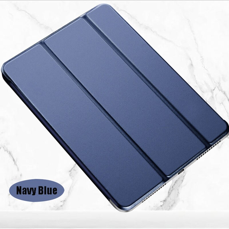 Yksivärinen tablet-kotelo huawei mediapadille  t3 10 9.6 tuuman pu-nahkainen taitettava jalustan kansi ags -w09/l09/l03 protector funda: Laivastonsininen