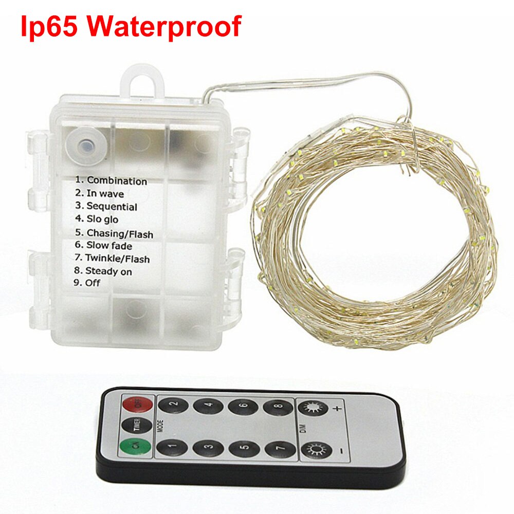 Fairy String Lights 8 Modes 10M LED Light Outdoor lamps Christmas Wedding Control Waterproof Copper Wire Twinkle