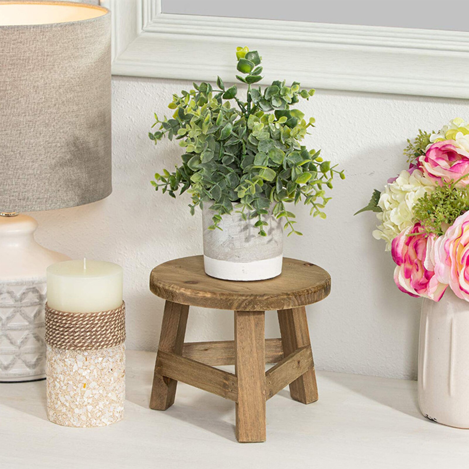 Tabouret haut en bois pour plantes, support de plateau multifonctionnel, décorations de Pot de fleur, Sculpture, ornement de jardin