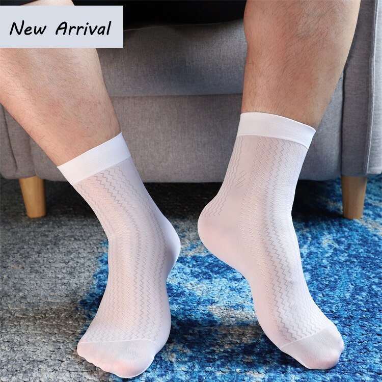 sexy männer Socken Wasser Welligkeit Hohe Elastische schier Strumpf Dünne Transparente Glatte Socke Geschäft formell Cosplay Socken für Männer