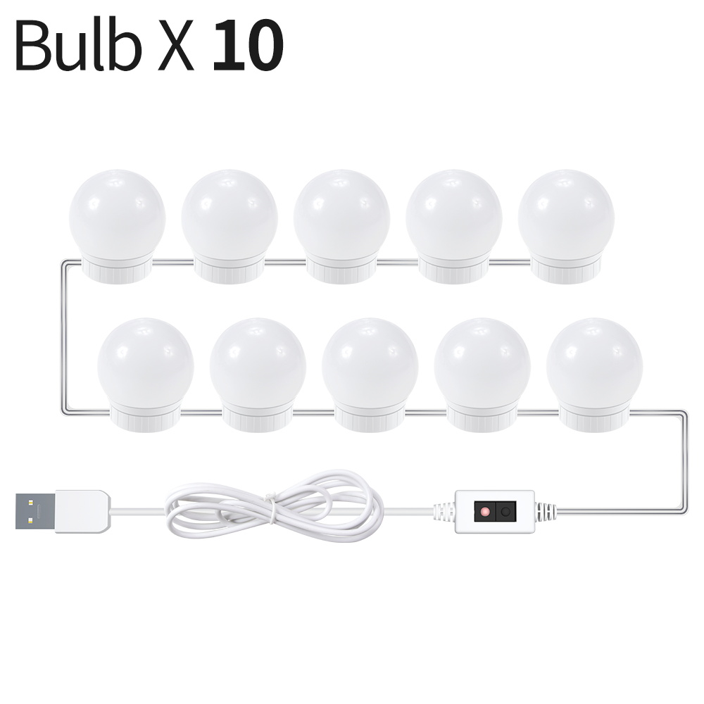 Led Kaptafel Spiegel Lamp Badkamer Vanity Lights Usb Dimbare Make Spiegels Led Wandlamp Voor Slaapkamer Dressoirs Versieren: 10 Bulbs