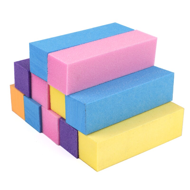 100 stk/parti neglefiler buffer farverig svamp polering blok 4 sidet polering slibning manicure pedicure negle buffere fil værktøj