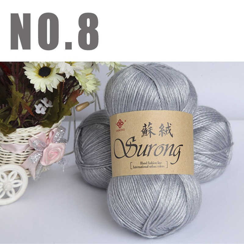 Fils à tricoter en coton, 1kg, fil en laine épais pour tricoter, Crochet, couture, écharpe, bricolage à la main: NO8 light gray yarn