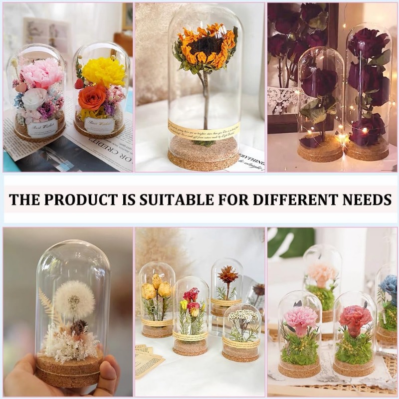 3 Set Dome Display Glazen Pot met Kurk 65x133mm Bell Cloche Glazen Decoratie Case voor Bloemplanten Exemplaren Ambachten Decoraties