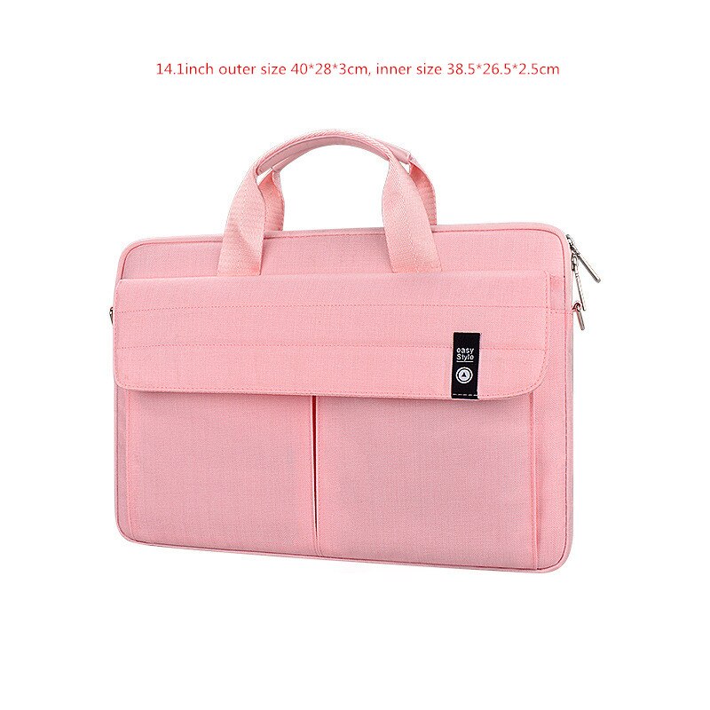 Maletcase3/14,1/15,6 pulgadas para hombre y mujer, bolsa para portátil, bolso de hombro cruzado a prueba de golpes, impermeable, para viaje, oficina, bolsita de negocios: A pink M