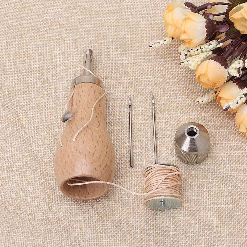 Herramienta de costura de cuero DIY, hilo encerado para costura a mano de cuero para artesanía de cuero, bordado de borde, correas de correa, herramienta para Zapatero