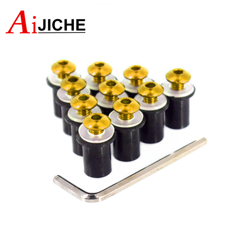 Boulons de pare-brise de moto, Kit de fixation d'écrou à vis M5 5mm 10 pièces pour HONDA CBR 600 RR/F4i/F4 VFR 800 Steed 1000RR CB1000R CRF250L
