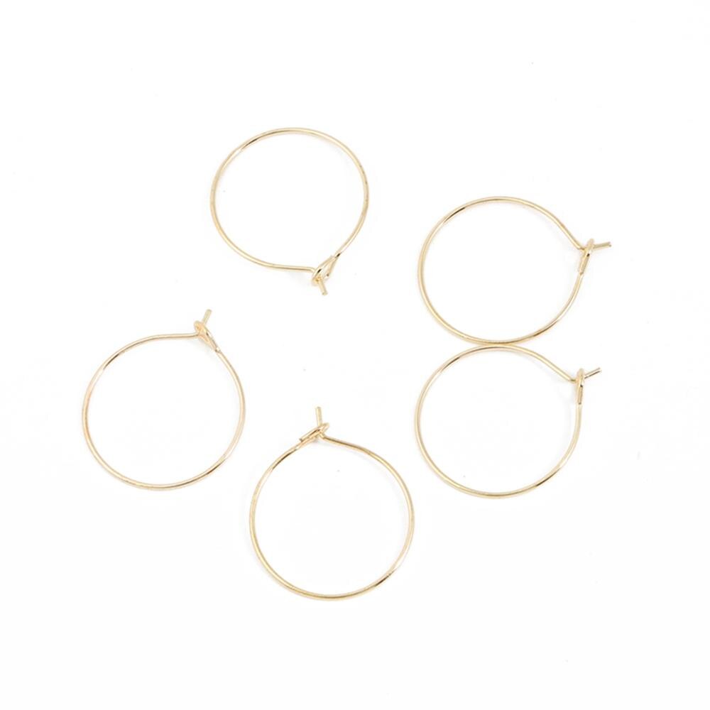 50 Uds. Pendientes de aro 20 25 30 35mm plata KC rodio dorado pendientes de círculo de hierro para DIY accesorios de fabricación de joyas: KC gold / 20mm 50pcs