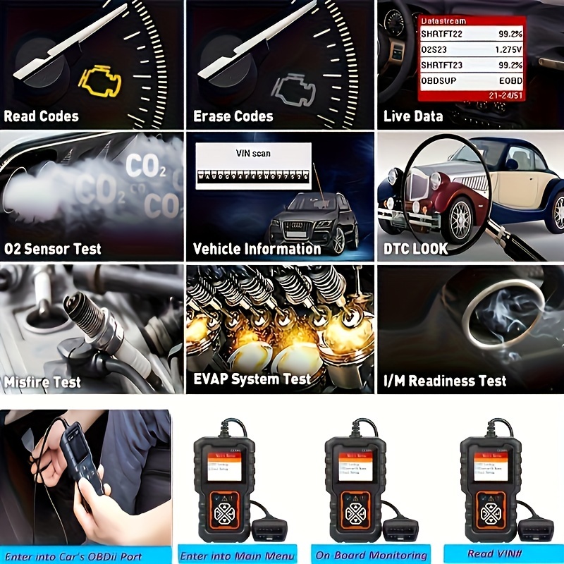Lector de código de herramienta de diagnóstico del escáner OBD2 del coche, escáner de código de falla del motor del probador de voltaje del coche, diagnóstico del probador de carga cy3001B