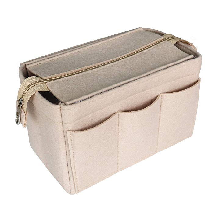 Cosmetic Organizer Felt Insert Bag For Handbag Travel Inner Purse Portable Make up Bags Fits Neverfull MM GM PM Speedy: Beige / 25x16x14.5cm