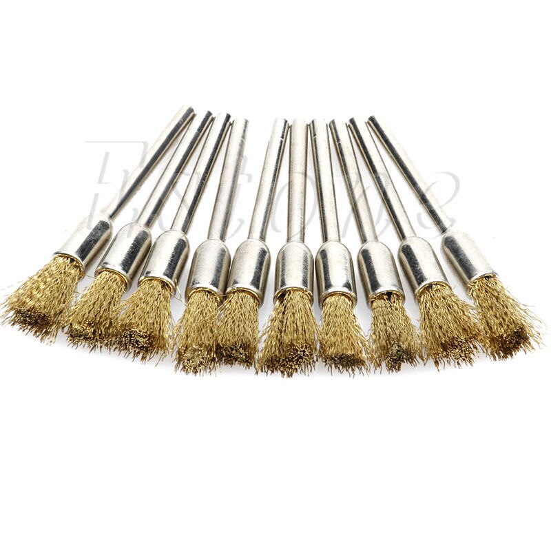 1 Set 10pc Mini Brosse Métallique Brosses 3mm x 5mm En Laiton Roue de Coupe pour Meuleuse ou Perceuse