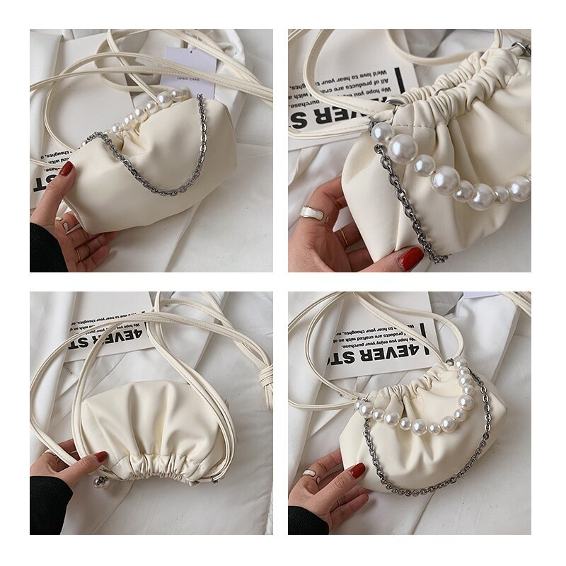 Factoo Perle kleine tasche, damen-umhängetasche, faltbare Wolke Tasche, diagonale Mini-Kupplung