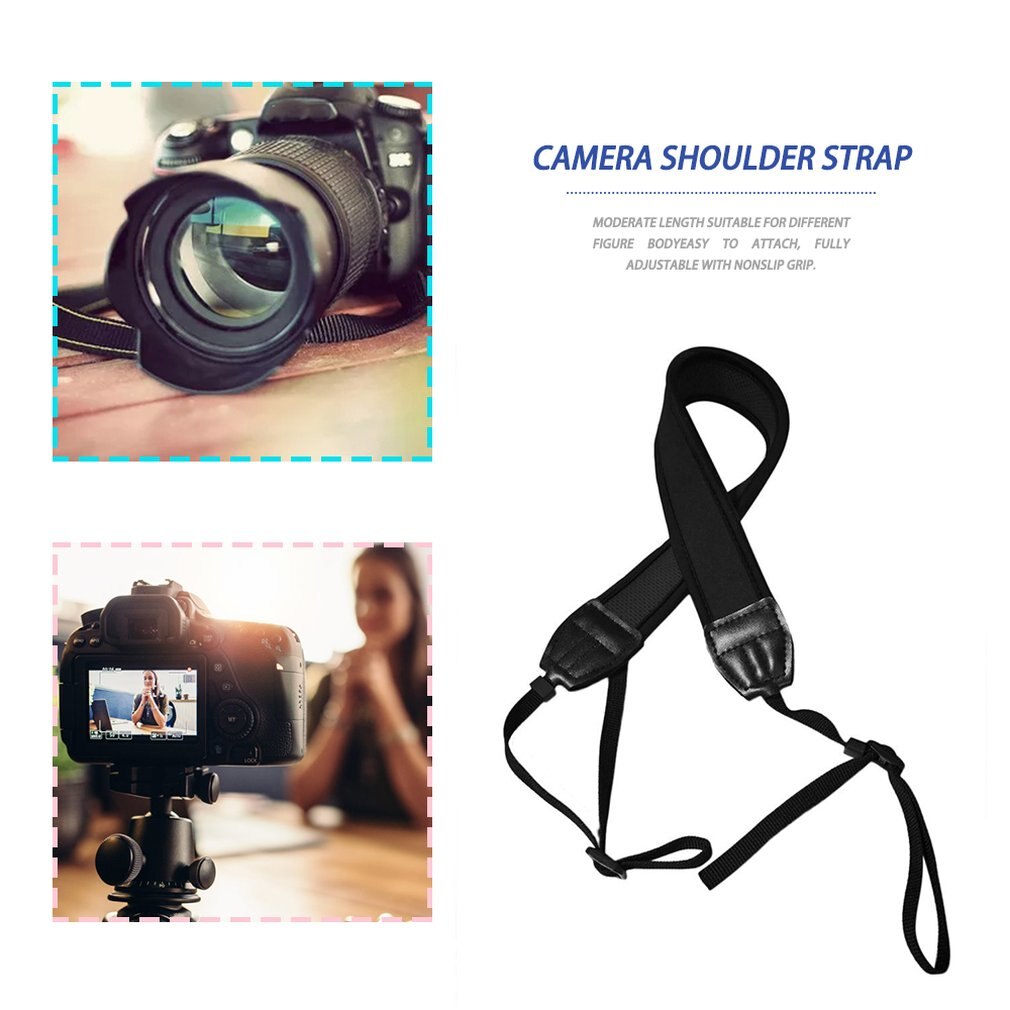 1pc hurtig hurtigkamera med en skulderhals, justerbart slitesterkt, sklisikkert stroppbelte til slr dslr svart tilbehør