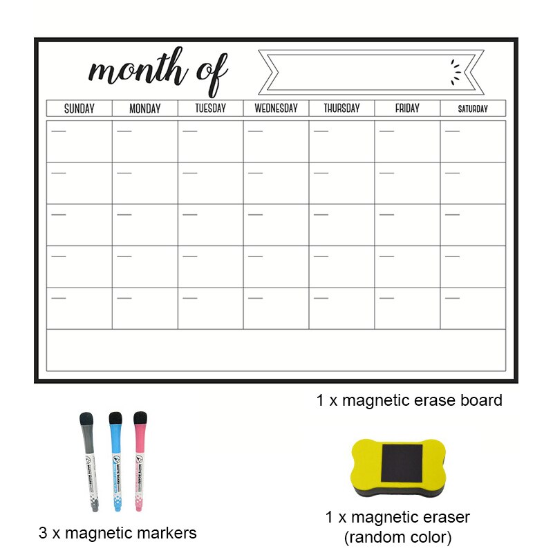 Nordique magnétique effaçable à sec calendrier hebdomadaire résistant réfrigérateur tableau blanc planificateur feuille cuisine réfrigérateur tableau blanc rappel: 07 Monthly Set