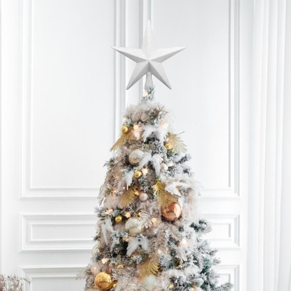 Arbre de noël en plastique étoile étoile à cinq branches pendentif arbre de noël Toppers pour la décoration de fête de noël 20cm