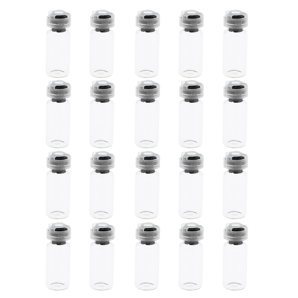 10ml Clear Sealed Liquid Cosmetic Sampling Glass Bottles Vials Plastic Cap