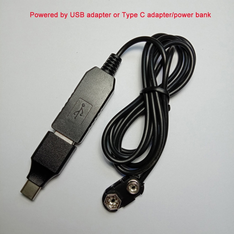 9v batterieliminator type c usb-kabel 5v boost  to 9v spændingsomformer step-up volt transformer strømledning med type c adapter
