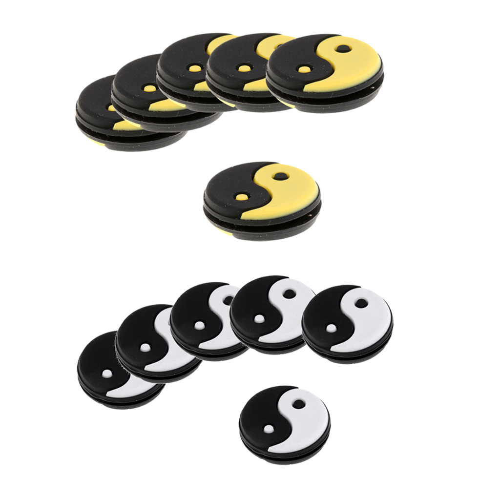 6 Pieces Yin Yang Tennis Racquet Vibration Dampener Shock Absorbers Set for Golf Learner Accessories