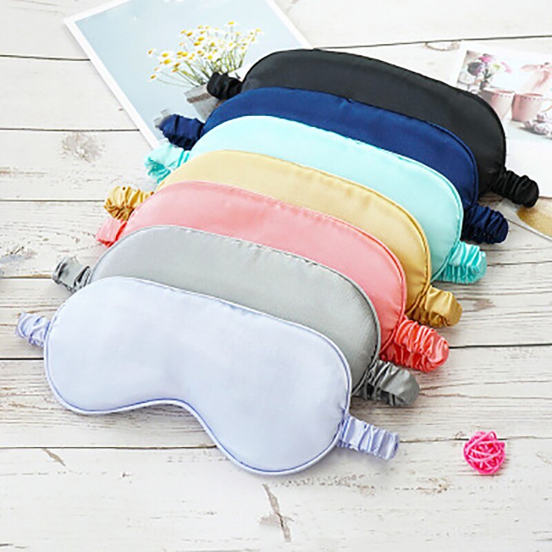 1Pc Faux Silk Eyeshade Sleeping Eye Mask Cover Eyepatch Blindfold Solid Portable Rest Relax Eye Shade Cover Soft Pad