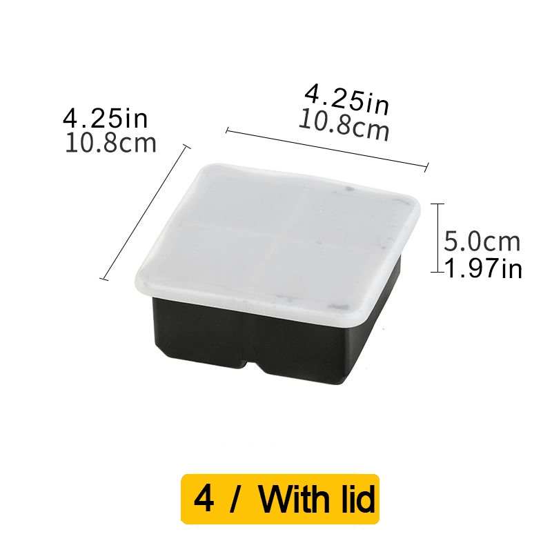 Isbitform for 4/6/8/15 isbiter, stor isbitform, stor isbitform av matkvalitet, bpa-fri, firkantet form, gjør-det-selv-kjøkken, baris: Svart