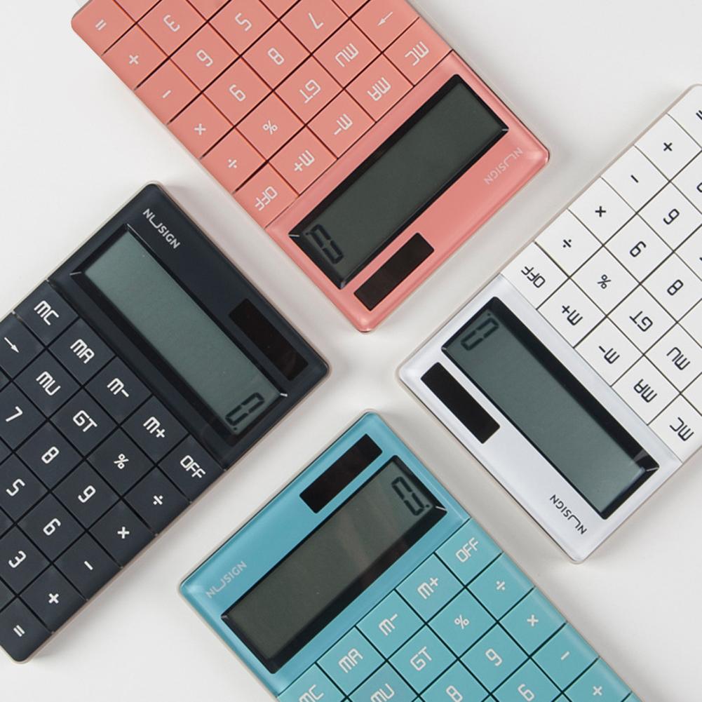 12-bit Calculator Breedbeeld Dual Power Platte Knop Eenvoudig Kantoor Rekenmachine Basic Rekenmachine Desktop Rekenmachine