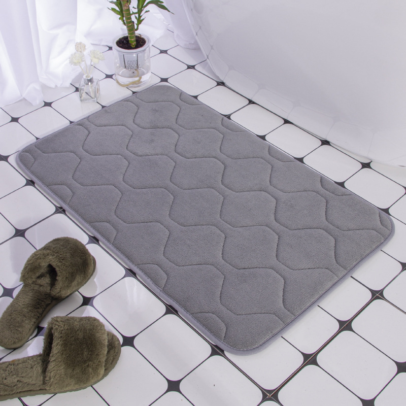 Cobblestone Embossed Bathroom Bath Mat Coral Fleece Non-slip Carpet In Bathtub Floor Rug Shower Room Doormat Memory Foam Pad: Light Grey / 400MMx600MM