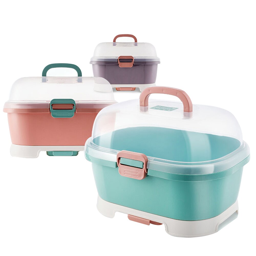 Portable Baby Bottle Rack Storage Box Organizer Dust Proof Drying Shelf Box Baby Milk Feeding Bottle Dryer Box Baby Accessory